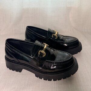 Steve Madden Lando Black Leather Platform Loafer Size 7